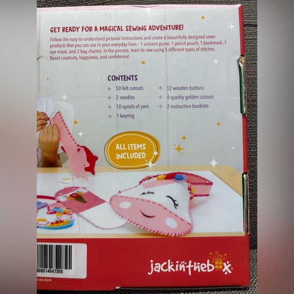 Jack In The Box Kids Learn To Sew Unicorn Kids Craft NWT - Picture 2 of 4
